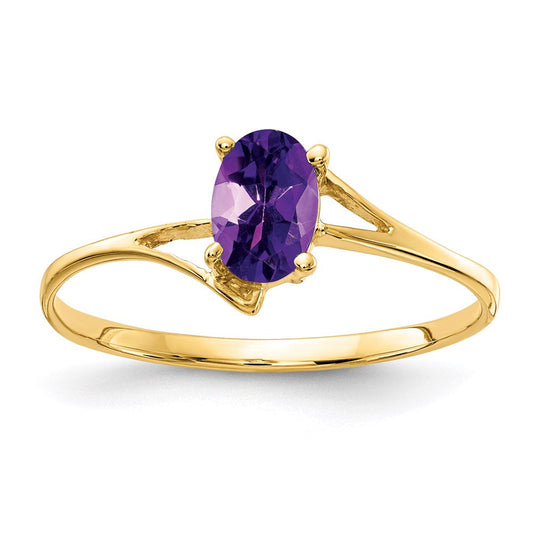 14k yellow gold 6x4mm oval amethyst ring y4659am