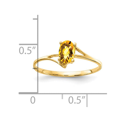 14k yellow gold 6x4mm oval citrine checker ring y4659cc