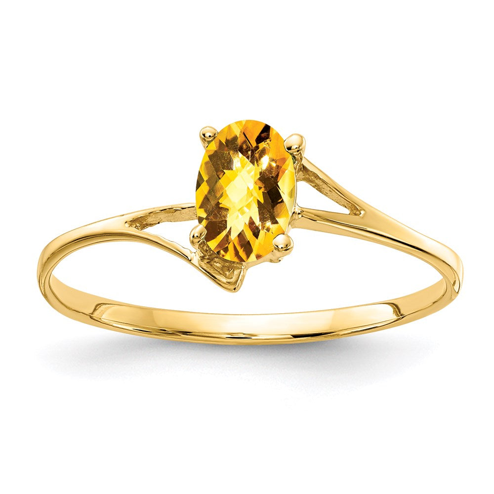 14k yellow gold 6x4mm oval citrine checker ring y4659cc