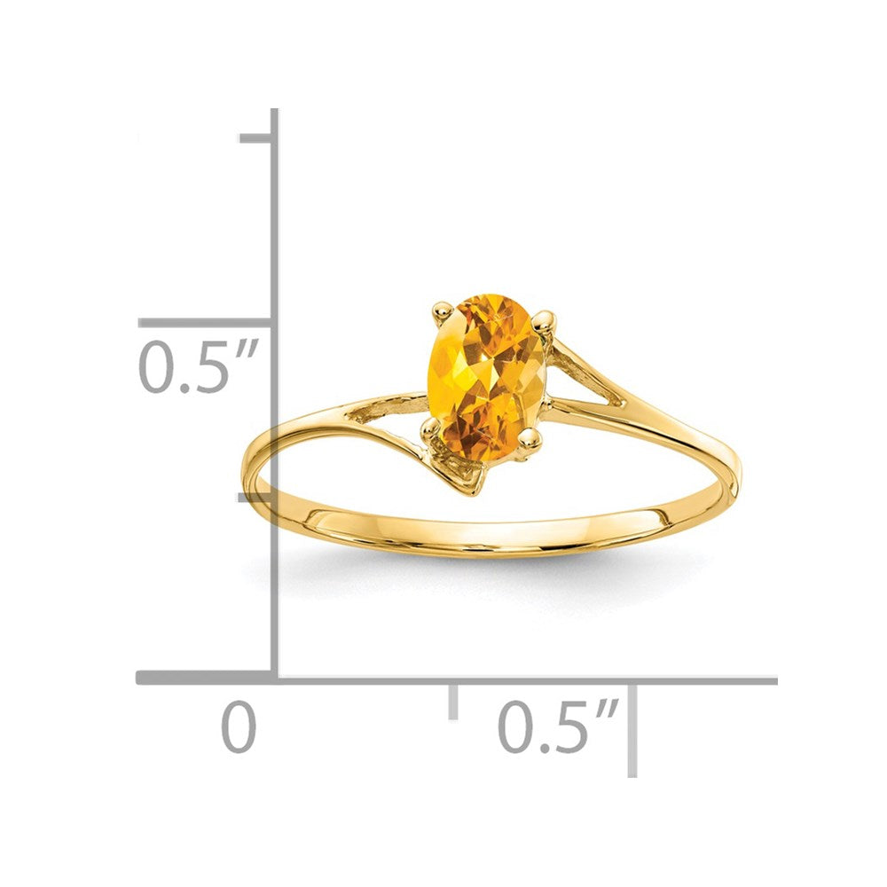 14k yellow gold 6x4mm oval citrine ring y4659ci