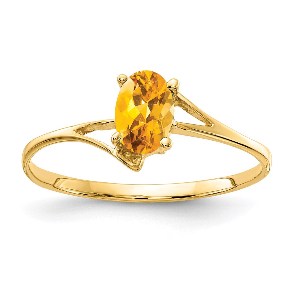 14k yellow gold 6x4mm oval citrine ring y4659ci
