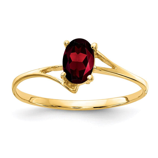 14k yellow gold 6x4mm oval garnet ring y4659ga