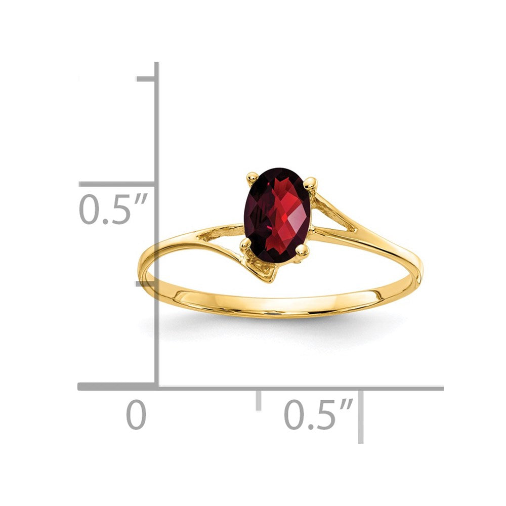 14k yellow gold 6x4mm oval garnet checker ring y4659gc