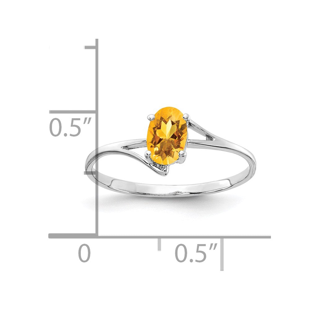 14k White Gold 6x4mm Oval Citrine ring