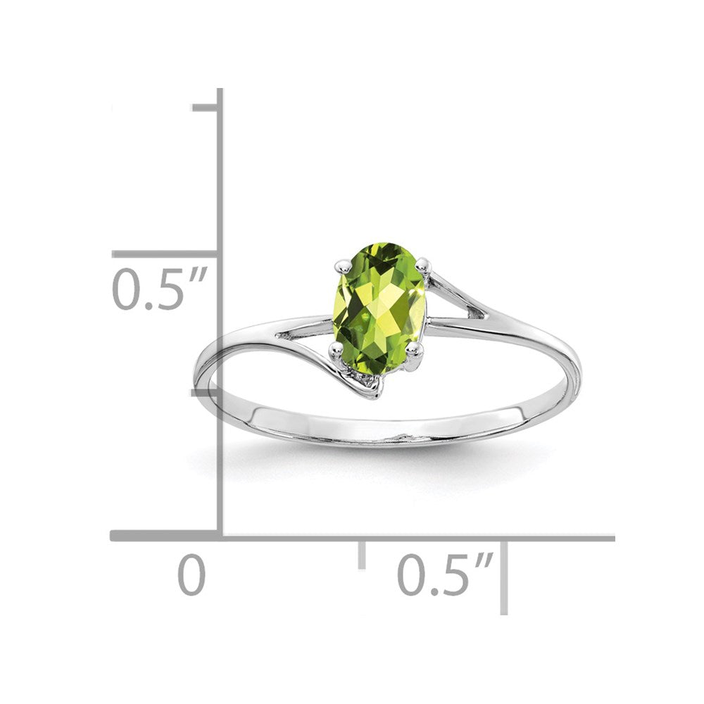 14k White Gold 6x4mm Oval Peridot ring