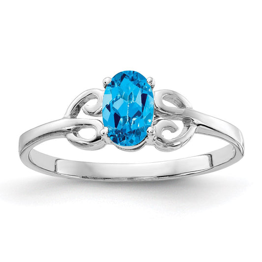 14k white gold 6x4mm oval blue topaz ring y4662bt