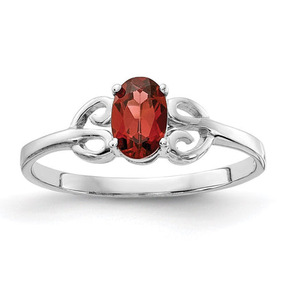 14k white gold 6x4mm oval garnet ring y4662ga