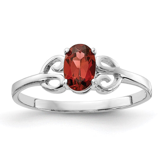 14k white gold 6x4mm oval garnet ring y4662ga