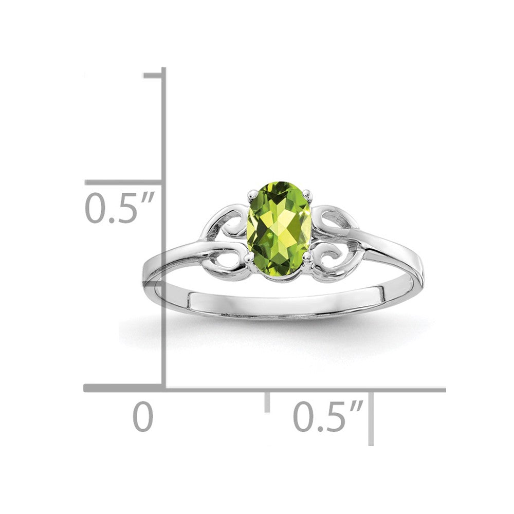14k white gold 6x4mm oval peridot ring y4662pe
