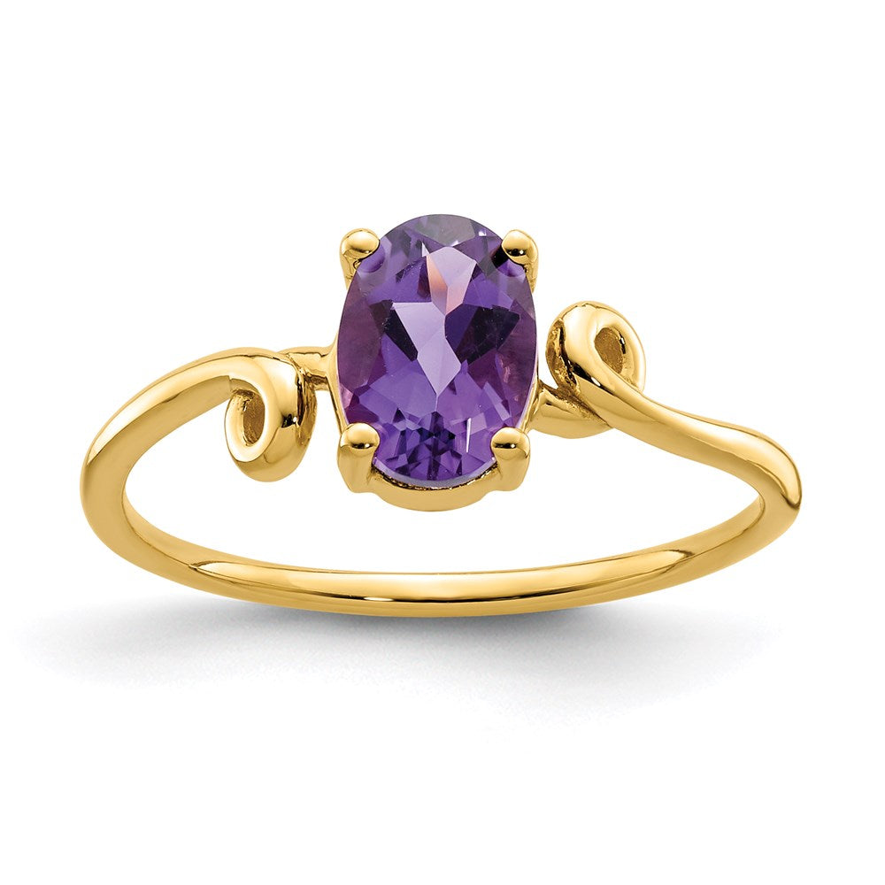 14K Yellow Gold 7x5mm Oval Amethyst ring