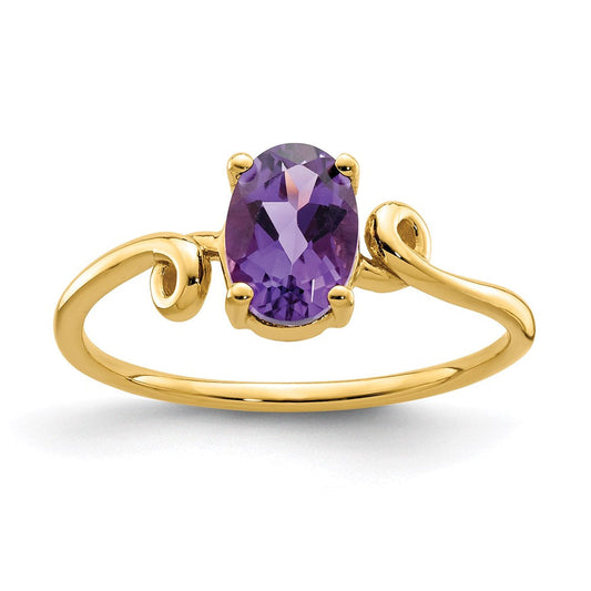 14K Yellow Gold 7x5mm Oval Amethyst ring