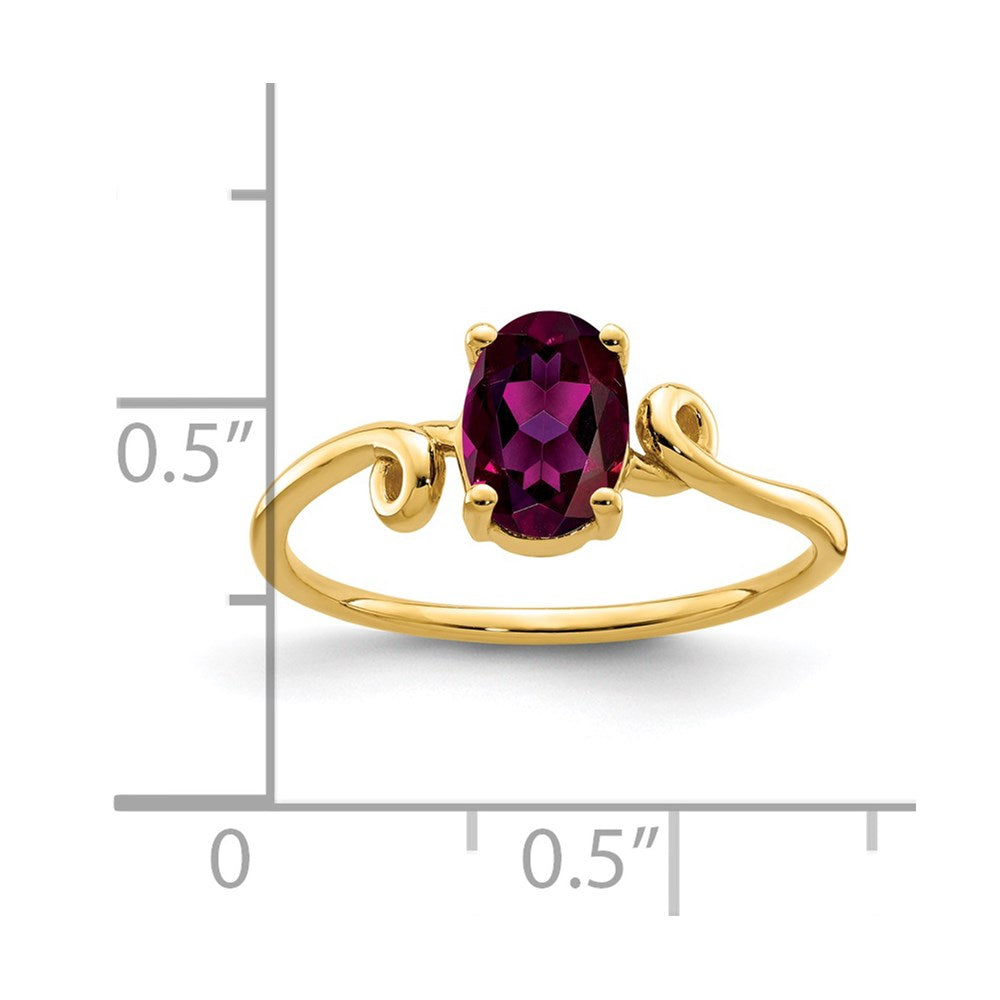 14k Yellow Gold 7x5mm Oval Rhodolite Garnet ring