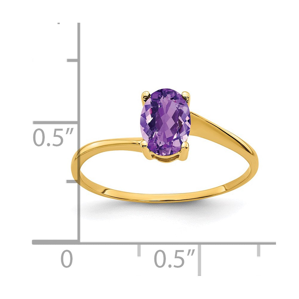 14k yellow gold 7x5mm oval amethyst ring y4665am