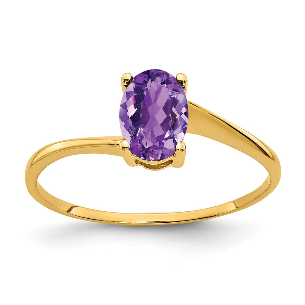14k yellow gold 7x5mm oval amethyst ring y4665am