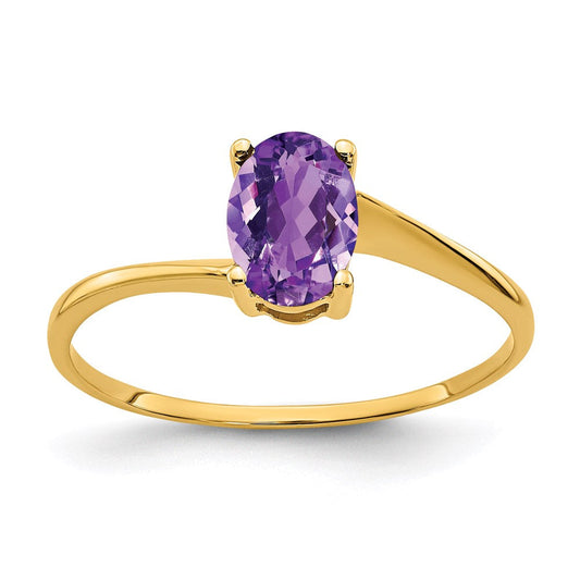 14k yellow gold 7x5mm oval amethyst ring y4665am