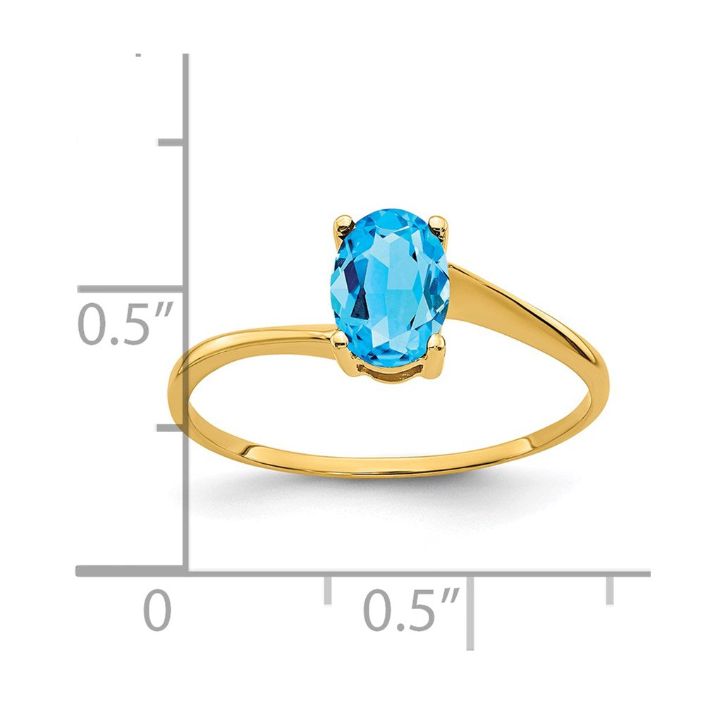 14k yellow gold 7x5mm oval blue topaz ring y4665bt