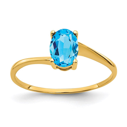 14k yellow gold 7x5mm oval blue topaz ring y4665bt