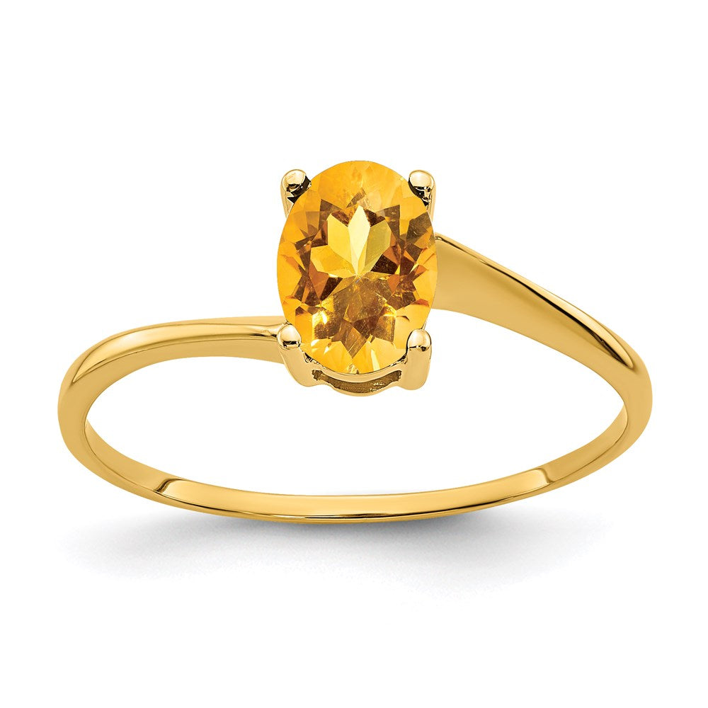 14k yellow gold 7x5mm oval citrine ring y4665ci