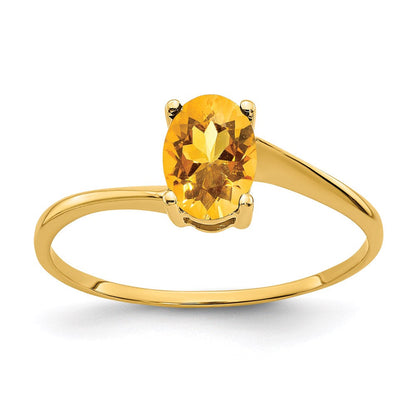 14k yellow gold 7x5mm oval citrine ring y4665ci