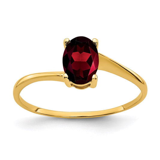 14k yellow gold 7x5mm oval garnet ring y4665ga