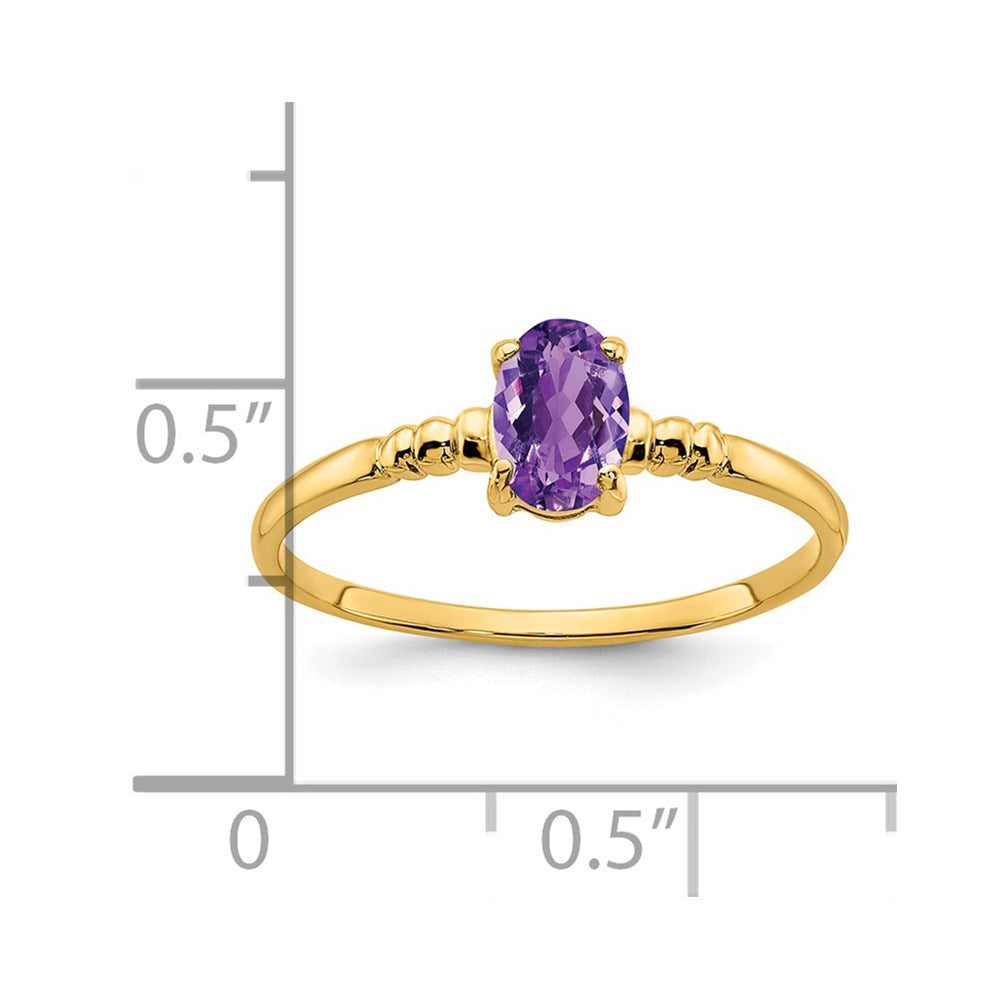 14k yellow gold 6x4mm oval amethyst ring y4666am
