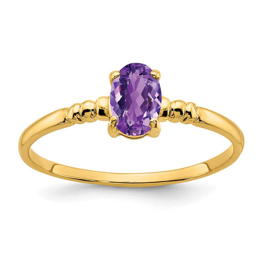 14k yellow gold 6x4mm oval amethyst ring y4666am