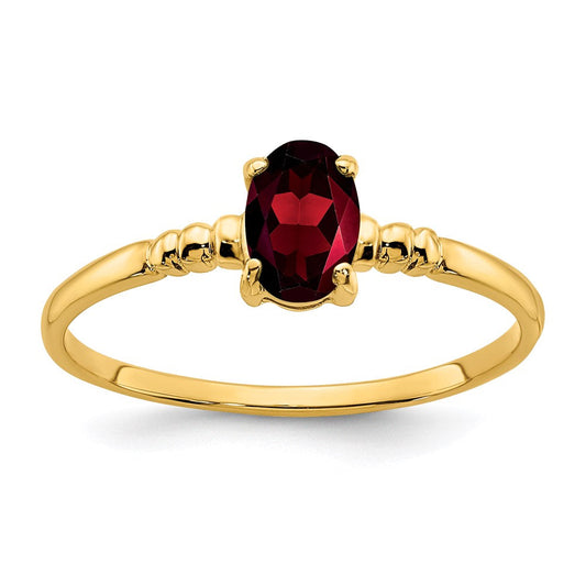 14k yellow gold 6x4mm oval garnet ring y4666ga