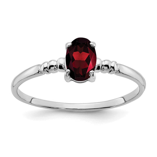 14k White Gold 6x4mm Oval Garnet ring