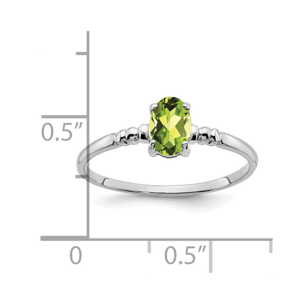 14k White Gold 6x4mm Oval Peridot ring