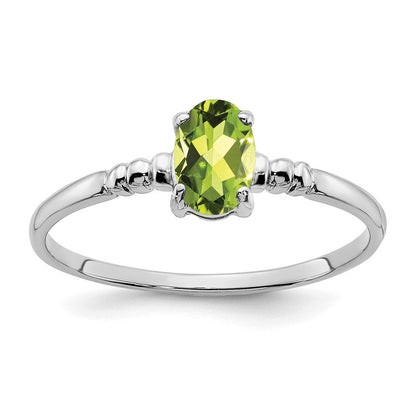14k White Gold 6x4mm Oval Peridot ring