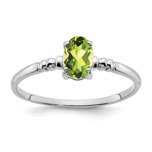 14k White Gold 6x4mm Oval Peridot ring