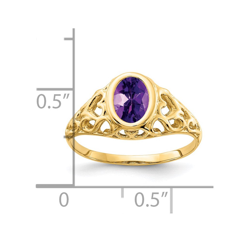 14K Yellow Gold 7x5mm Oval Amethyst ring