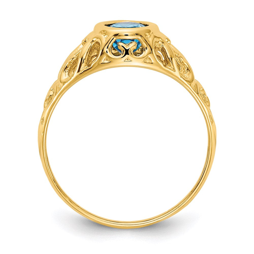 14K Yellow Gold 7x5mm Oval Blue Topaz ring