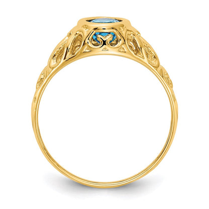 14K Yellow Gold 7x5mm Oval Blue Topaz ring