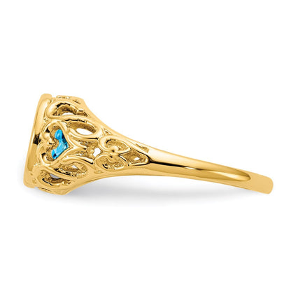 14K Yellow Gold 7x5mm Oval Blue Topaz ring