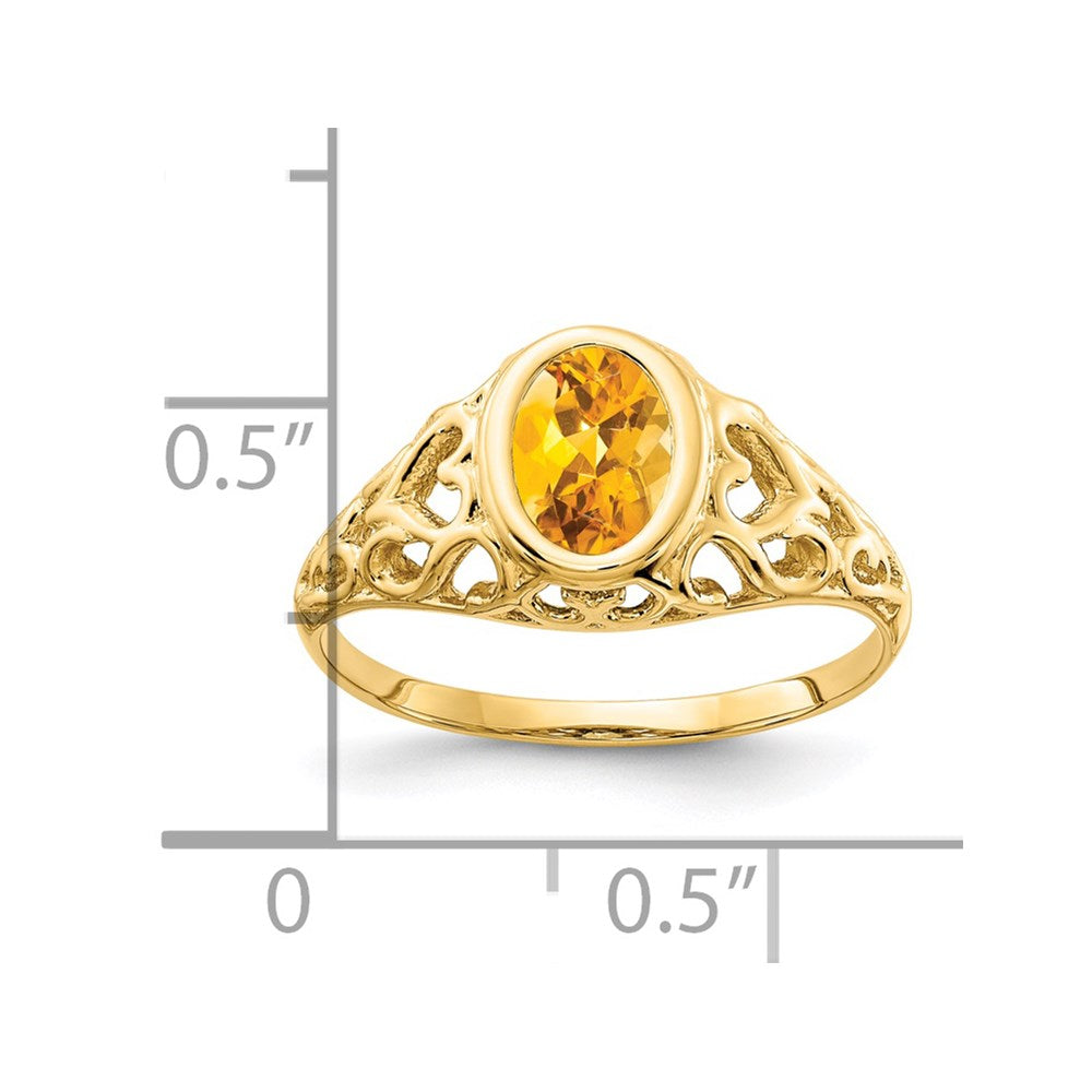 14k yellow gold 7x5mm oval citrine ring y4673ci