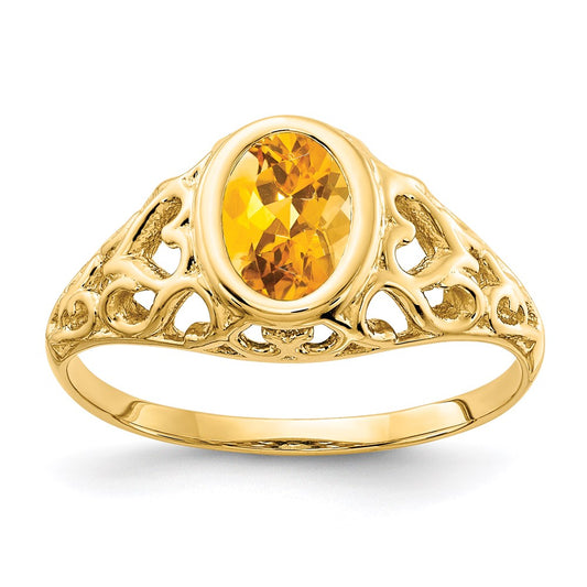 14k yellow gold 7x5mm oval citrine ring y4673ci