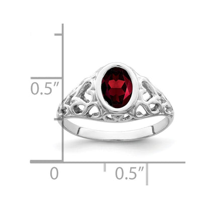14k white gold 7x5mm oval garnet ring y4674ga