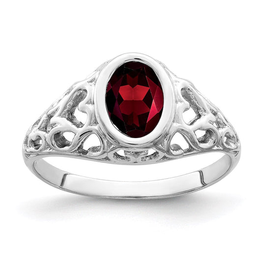 14k white gold 7x5mm oval garnet ring y4674ga