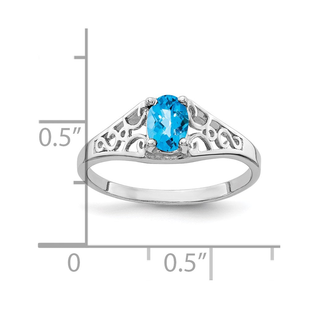 14k white gold 6x4mm oval blue topaz checker ring y4676bc