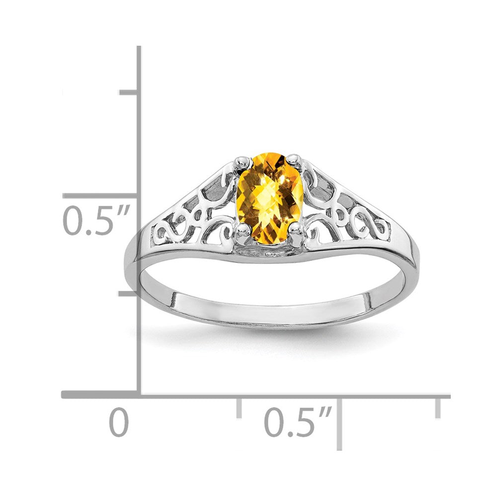 14k white gold 6x4mm oval citrine checker ring y4676cc