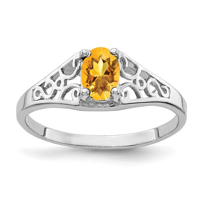 14k White Gold 6x4mm Oval Citrine ring