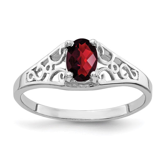 14k white gold 6x4mm oval garnet checker ring y4676gc