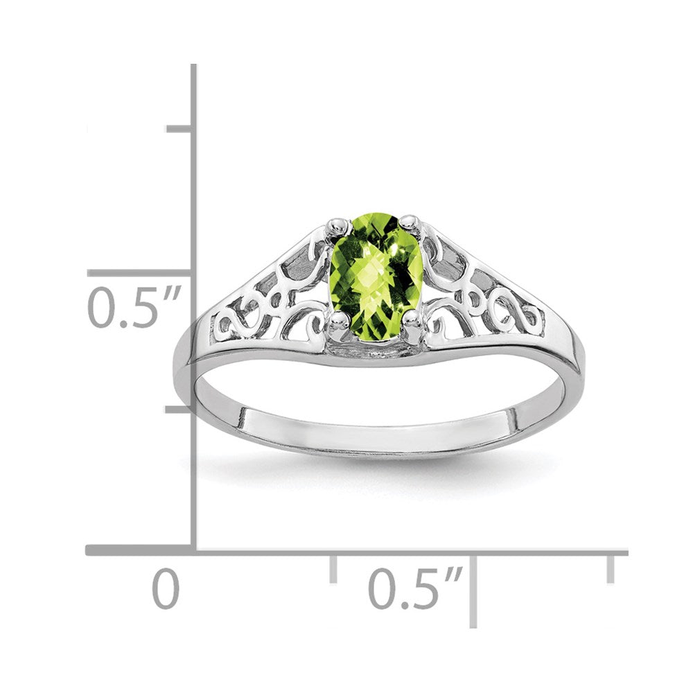 14k white gold 6x4mm oval peridot checker ring y4676pc