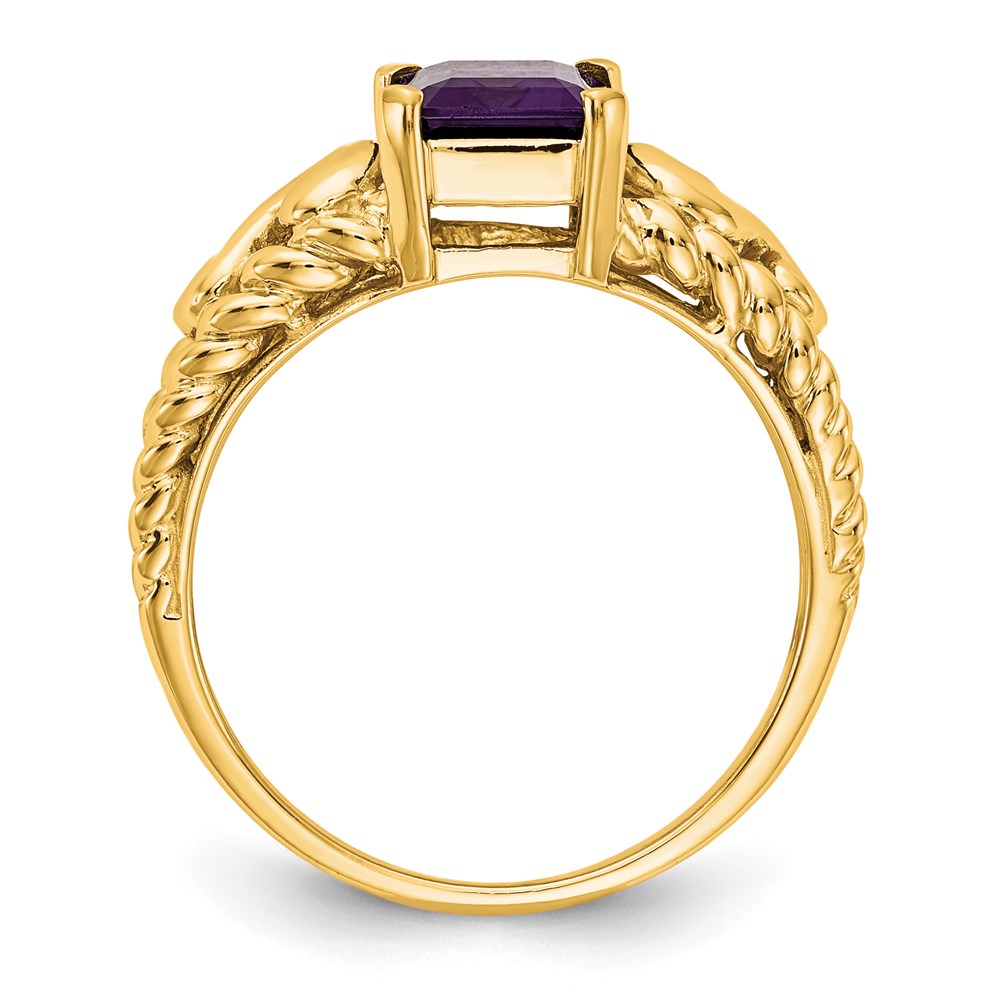 14k yellow gold 8x6mm emerald cut amethyst ring y4677am