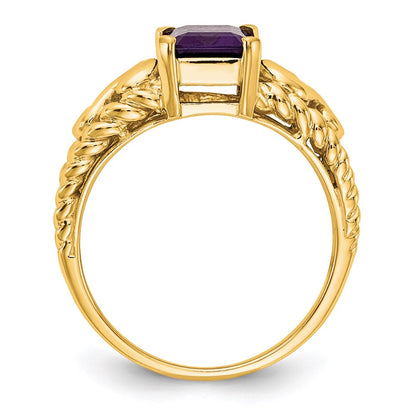 14k yellow gold 8x6mm emerald cut amethyst ring y4677am