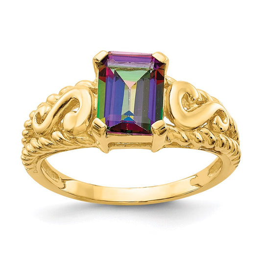 14k yellow gold mystic topaz ring y4677ft