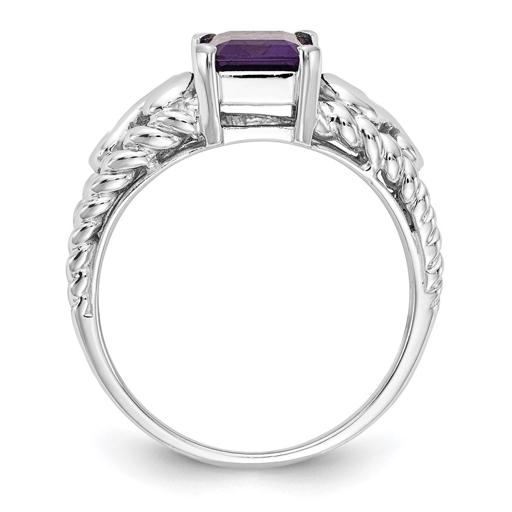 14k white gold 8x6mm emerald cut amethyst ring y4678am