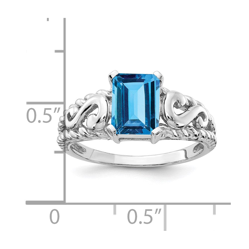 14k white gold 8x6mm emerald cut blue topaz ring y4678bt