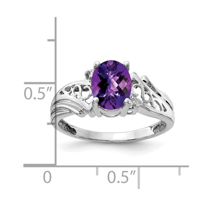 14k White Gold 8x6mm Oval Amethyst Checker A Real Diamond ring